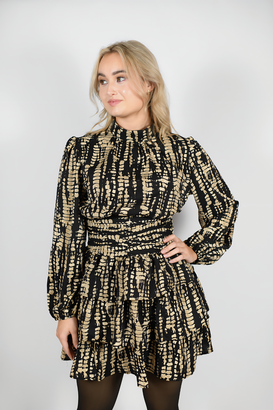 STACEY DRESS - GOLD AND BLACK