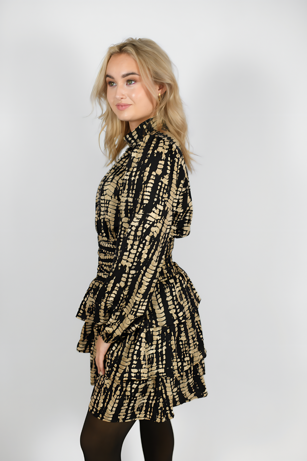 STACEY DRESS - GOLD AND BLACK