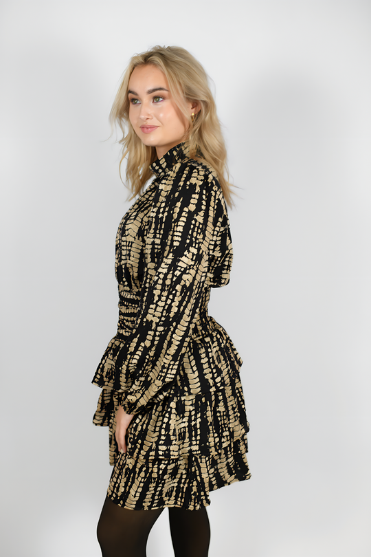 STACEY DRESS - GOLD AND BLACK