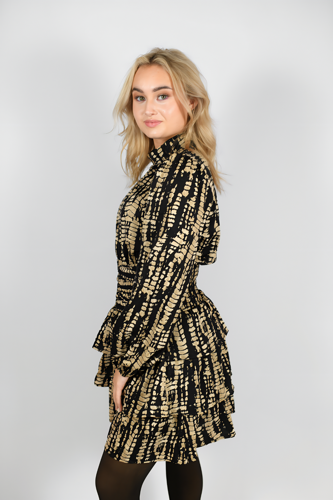 STACEY DRESS - GOLD AND BLACK