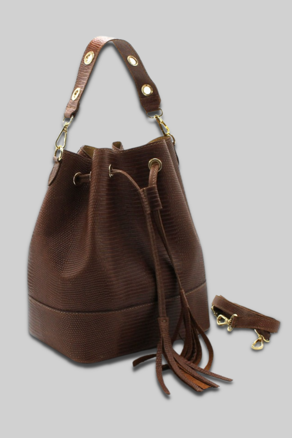 LORENA LEATHER BUCKET BAG