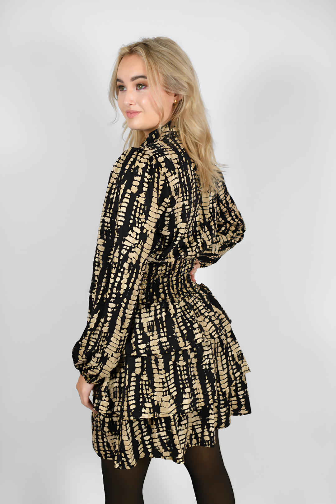 STACEY DRESS - GOLD AND BLACK