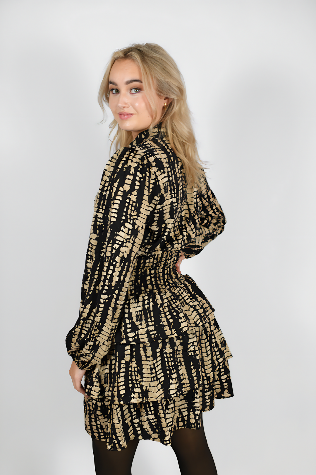 STACEY DRESS - GOLD AND BLACK